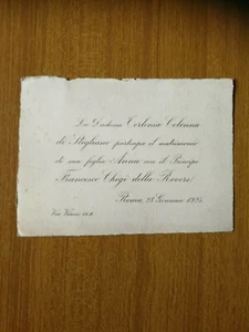1925 INVITO MATRIMONIO DEL FOTOGRAFO ITALIANO PRINCIPE FRANCESCO CHIGI ROVERE - Picture 1 of 2
