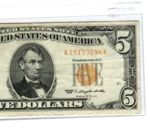 $5 "UNITED STATES NOTE" 1963 (ALTERED) $5 1963 (YELLOW) UNITED STATES NOTE - Picture 1 of 3