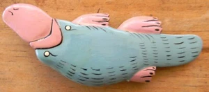 VINTAGE 1980's Original Wooden Platypus Brooch - Picture 1 of 4