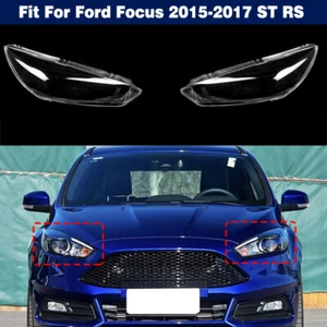 Pair Headlight Clear Lens Cover Shell + Sealant For Ford Focus 2015-2017 ST RS - Foto 1 di 13