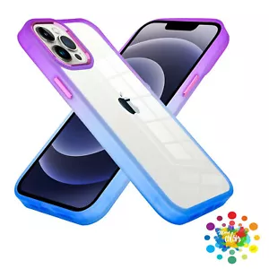 For Apple iPhone 11 (6.1") Two Tone Gradient Colorful Frame Hybrid Case Cover - Picture 1 of 19