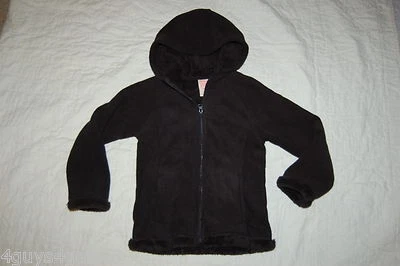Girls Sweat Jacket ZIP HOODIE Sherpa Lined BLACK FLEECE Hooded  Pockets XS 4-5 - Image 1 of 2