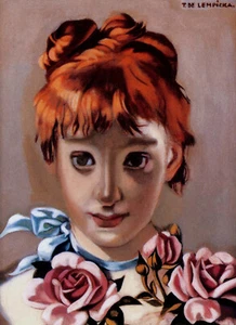 Redheaded Girl art De Lempicka Deko Bild 30x42 Leinwand Collection A5LT12 - Picture 1 of 2