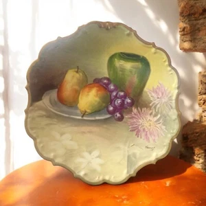 Antique LS & S Limoges Hand Painted Gold Fruit Porcelain Plate Signed “Henroit” - Picture 1 of 9