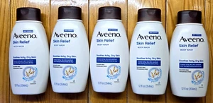 5 X AVEENO SKIN RELIEF BODY WASH TRIPLE OAT FRAGRANCE FREE 12oz - Picture 1 of 1