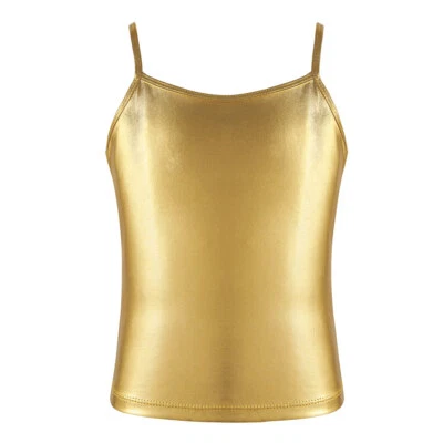 US Girls Metallic Spaghetti Straps Tops Vest Camisole Tank Top Stage Performance - Image 1 of 2