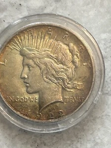 Dollaro della pace 1922 AU con tonalità arcobaleno - Foto 1 di 2