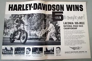 Harley-Davidson 1958 motocicleta original Laconia 100 millas anuncio impreso de carreras - Imagen 1 de 1