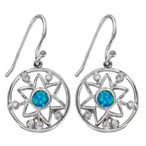 Australian Opal Inlay & Topaz 925 Solid Sterling Silver Earrings Jewelry OE7 - Bild 1 von 1