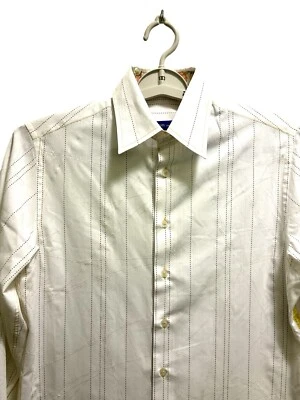 GEORG ROTH- Men’s White Buttoned Shirt/froral Print Contrast Cuff/Collar S - Image 1 of 4