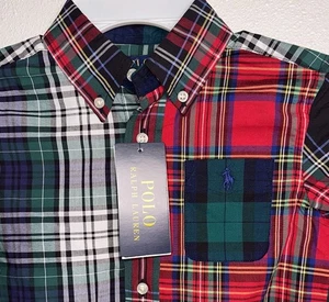 New Polo Ralph Lauren Boys Kids Holiday Tartan Plaid Button Down Poplin Fun 4T - Picture 1 of 8