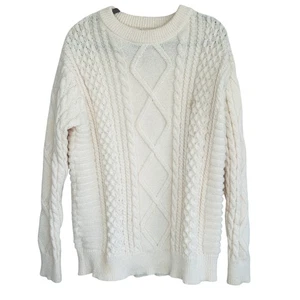 Vamtac Grobstrickpullover Zopfmuster Large creme Fischer Crew Oversize adrett - Bild 1 von 10