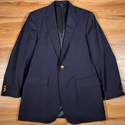 Ben Silver Navy Blue 100% Wool Patch Pocket Gold Eagle Button Classic Blazer 42R - Image 1 of 4