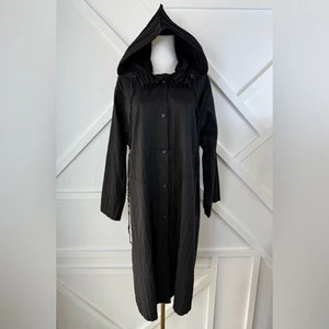 Babette Witchy Goth Hooded Pleated Crinkle Long Rain Coat Size XXS (Fits to XL) - Photo 1 sur 15