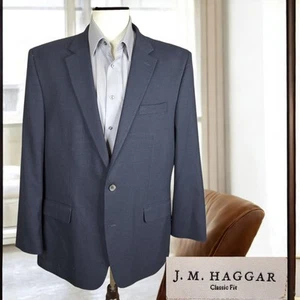 Haggar Suit Jacket Blazer Mens 48L Dark Navy Single Vented - Picture 1 of 9