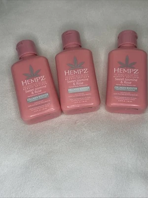 3x HEMPZ Sweet Jasmine & Rose Collagen Booster Herbal Body Moisturizer 2.25 oz - Image 1 of 3