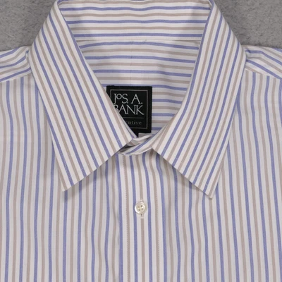 Camisa Ejecutiva Jos A Bank Para Hombre 17-35 A Medida Azul Marrón Abotonada Manga Larga Foto 1 de 4
