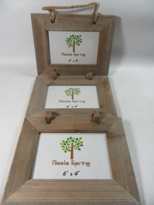 Rustic Wooden Hanging 3 Photo Frames  Picture Display 4 x 6" Nicola Spring . - Image 1 of 4