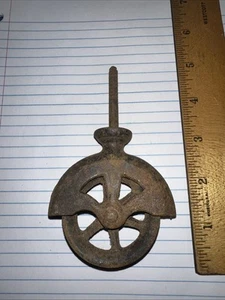 vintage iron wheel pulley with ceiling screw attachment barn Pulley Clothes Line - Picture 1 of 6
