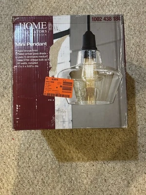 Colgante de bronce envejecido de 1 luz colección decoradores del hogar con vidrio enchapado en ámbar... Foto 1 de 4