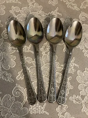 Vintage Interpur Japan Florenz Stainless Flatware Teaspoons Set Of 4 - Image 1 of 4