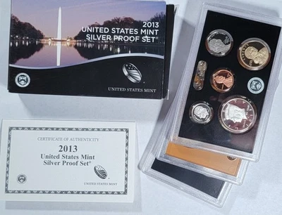 2013-S US Mint Silver Proof Set, 14 Coins, Original Packaging Box and COA - Image 1 of 4