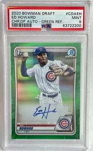 Ed Howard - 2020 1st Bowman Chrome Draft #CDA-EH Green Refractor AUTO /99 PSA 9 - Picture 1 of 2