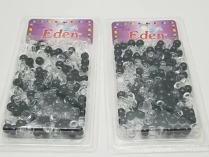 Black & Clear plastic beads 2 Pack for DIY craft bracelete necklace hair  - Picture 1 of 2