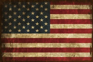 American flag, USA, Stars and Stripes Aged Look, printed on Metal Sign Plaque - Picture 1 of 5