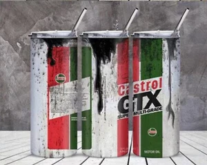 Castrol GTX Motoröl Dose Mechaniker Auto 20oz dünn isoliert Becher Deckel Strohhalm - Bild 1 von 3