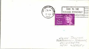US COVER SLOGAN CANCEL "GIVE TO THE ELEANOR ROOSEVELT MEMORIAL FOUNDATION" '63 - Picture 1 of 2