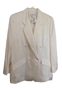 Liz Claiborne Petite Collection Jacquard cremefarbener Blazer 8 neu mit Etikett cremefarben Vintage - Bild 1 von 5