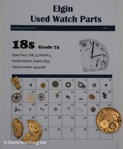 Piezas de reloj usado Elgin 18/18s grado 73 modelo 5, clase 11, ser no 4904006 - Imagen 1 de 3