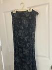 First Option Long A-line skirt, black and gray floral print, size Medium