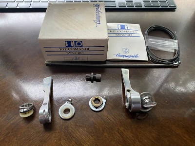 Campagnolo C-Record “Kit Comandi” Syncro Bicycle Downtube Shifters Blue Insert  - Image 1 of 3