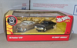 10-25 HOT WHEELS 2008 100% 40th Anniversary 2 Car Set 66 Pontiac GTO 69 Chevelle - Picture 1 of 6