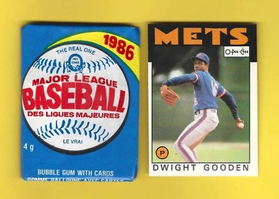 1986 OPC Baseball Sealed Wax Pack from BBCE Box + 1986 Dwight Gooden #250 Card - Image 1 of 4