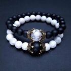 Men Natural Stone Tiger Eye Crown Beads Bracelets Elasticity Bangle Jewelry Gift