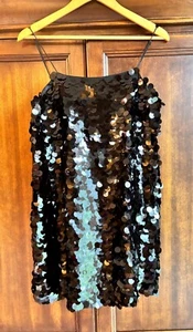Sequins Mini Dress Going Out Top M Black Sleeveless - Picture 1 of 9