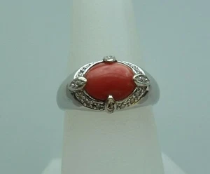 Anello corallo/munga in argento sterling 925 naturale 7,00 carati fatto a mano - Foto 1 di 8
