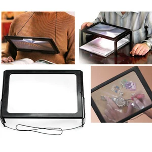 LARGE MAGNIFYING GLASS HANDS FREE WITH LED LIGHT MAGNIFIER GIANT READING SEWING - Picture 1 of 2