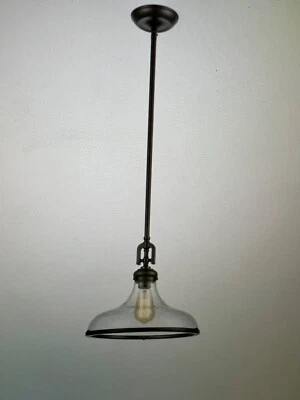 COLGANTE SKU RUTHERFORD 15"" ANCHO 1 LUZ BRONCE FROTADO CON ACEITE - 57361/1 Foto 1 de 4