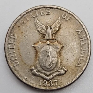 1937-M 5 Centavos XF Extremely Fine Philippines US Nickel Coin Five USA - Picture 1 of 2