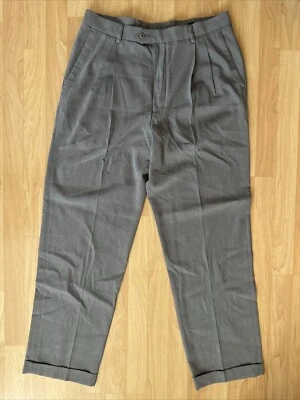 BACHRACH Size 36x32 Men's Dress Pleated Pants Cuffed Made in Portugal - Image 1 of 4