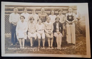 2 VINTAGE FIRST INDIANA STATE CAMP FACULTY & GROUP LEADERS postcards 1928 - Picture 1 of 4