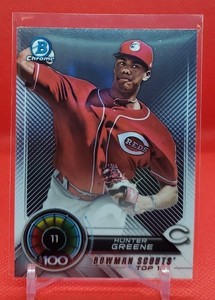2018 Bowman Chrome - Hunter Greene - Bowman Scouts Top 100 card#BTP-11 Reds