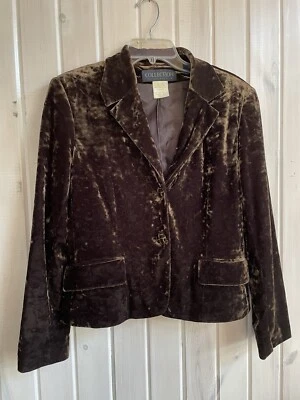 Chaqueta Blazer De Colección Harve Benard Mujer Terciopelo Aplastado 10 Marrón Retro Años 90 Foto 1 de 4