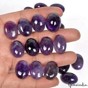 20 Pcs Natural Amethyst Rich Purple 18-22mm Oval Cabochon Loose Gemstones/410 Ct