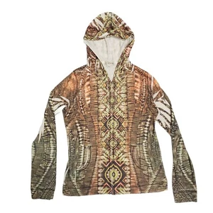 Live and Let Live Women's Hoodie Small Brown Green Multi Bling Zipper Sweatshirt - Picture 1 of 7