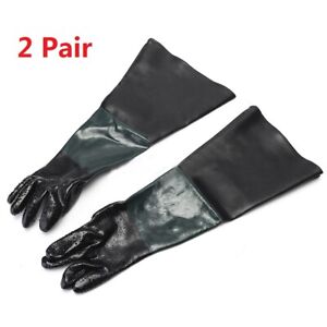 2Pairs 24"Rubber Sand Blast Sandblasting Gloves Protective For Sandblast Cabinet